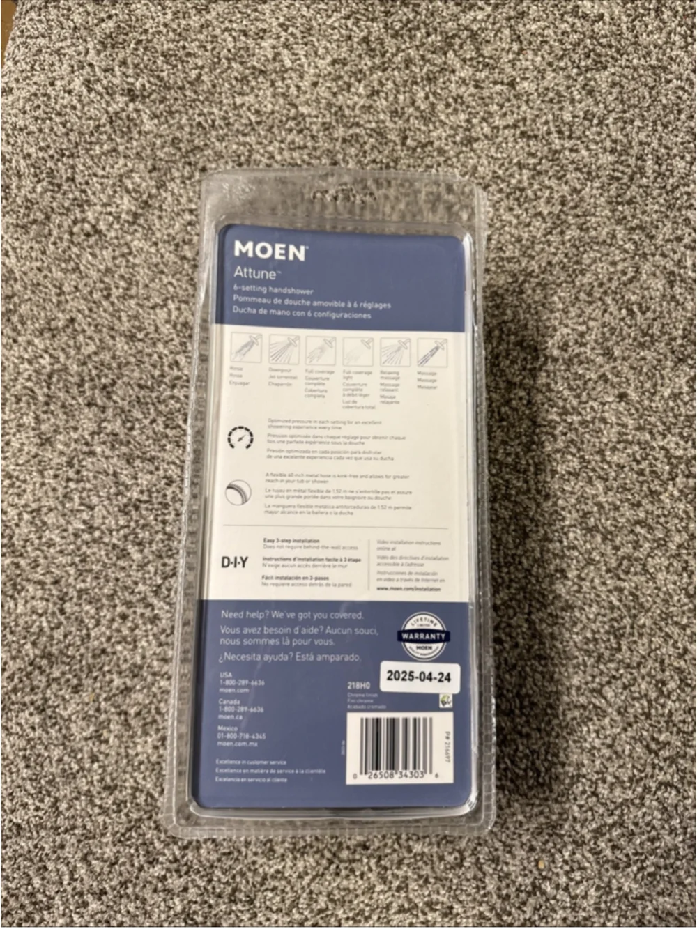 MOEN Attune 6-Spray Patterns, 4 in. Wall Mount Handheld Showerhead in Chrome